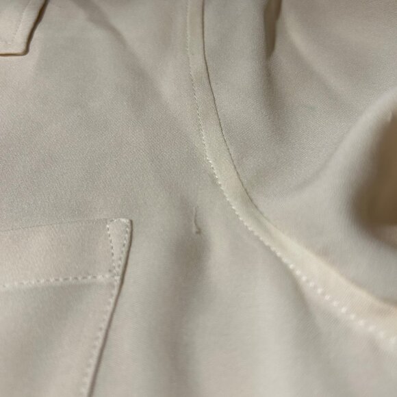 Women Theory Ivory Pure Silk Front Tie Cropped Blouse Top M - Picture 12 of 12